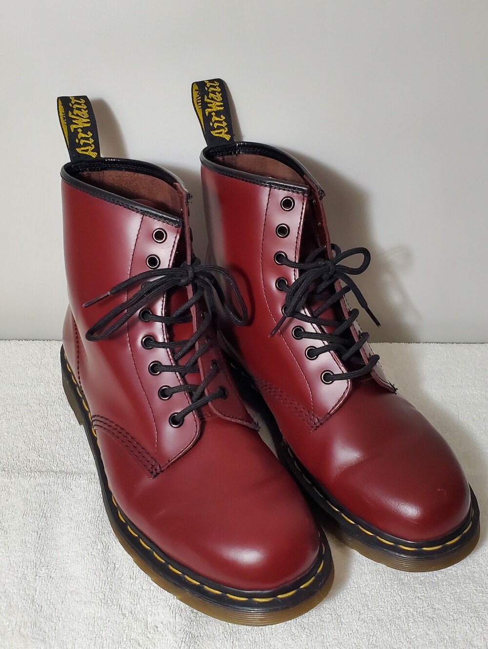 Docs - Dr. Martens Men's Cherry Red Lace-Up Leather Boots